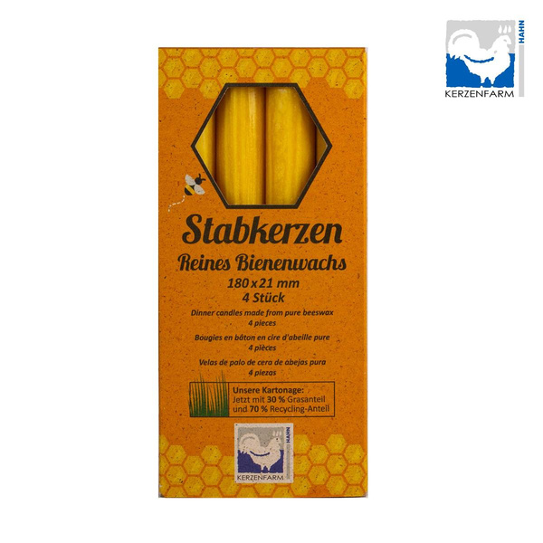 Produktfoto zu Stabkerzen Bienenwachs 4er Set