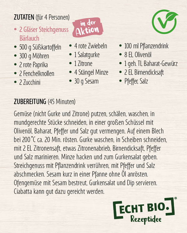 KI generiert: Ein Rezept für 4 Personen mit Zutatenliste und Zubereitungshinweisen für ein Gericht.