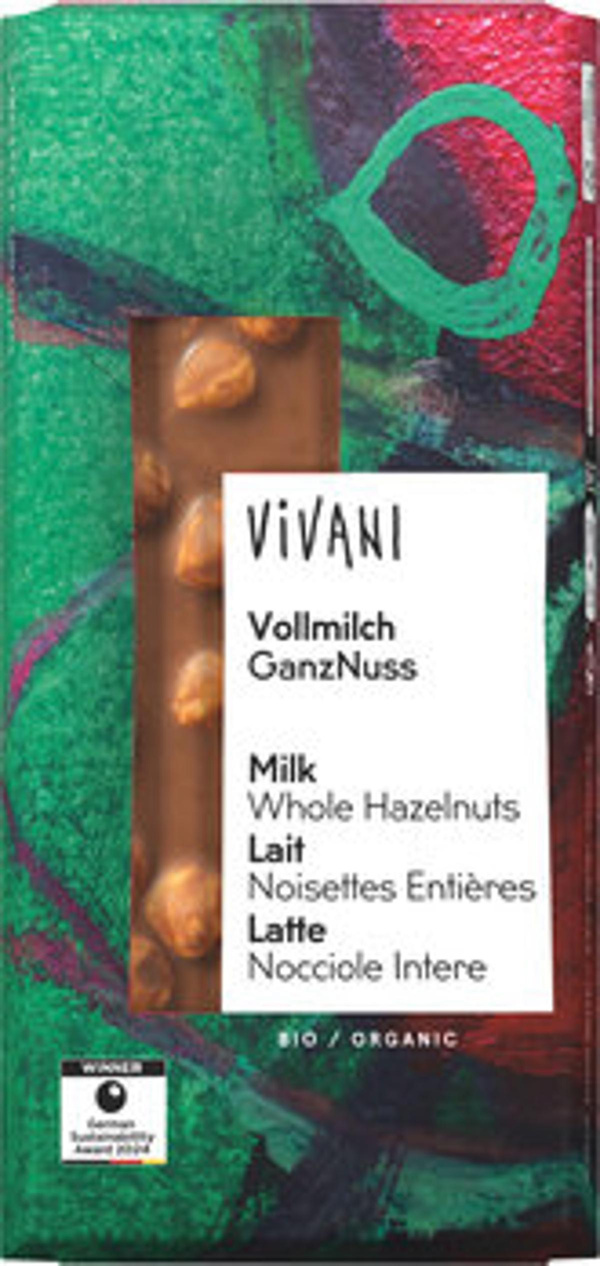 Produktfoto zu Vollmilchschokolade ganze Nuss